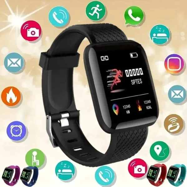 Reloj inteligente multifunción D13 para hombre y mujer, pulsera con recordatorio de mensajes, Control de música, pasos deportivos, calorías, alarma, 116Plus - Imagen 3