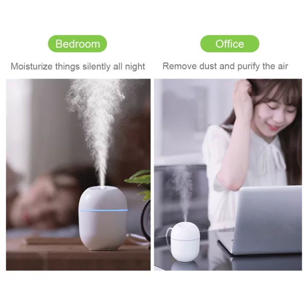 Humidificador de aire ultrasónico portátil con USB, difusor de aceite esencial, purificador de Aroma para coche, fabricante de niebla de aniones con lámpara LED, luz romántica - Imagen 6