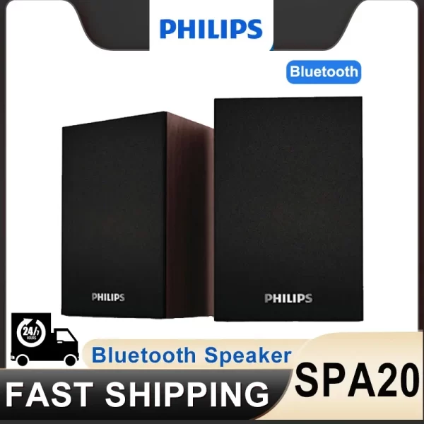 Altavoz Philips Bluetooth con sonido envolvente de 360 grados, estéreo inalámbrico para ordenador, Macbook y portátil, SPA20