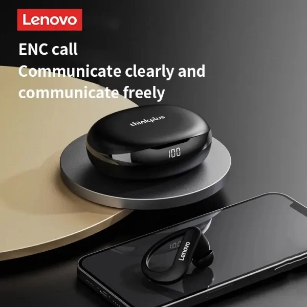 Auriculares Lenovo inalámbricos T50 con Bluetooth 5,2, audífonos deportivos con gancho para la oreja, resistentes al agua, con micrófono y reducción de ruido para juegos - Imagen 4