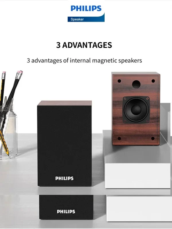 Altavoz Philips Bluetooth con sonido envolvente de 360 grados, estéreo inalámbrico para ordenador, Macbook y portátil, SPA20 - Imagen 3