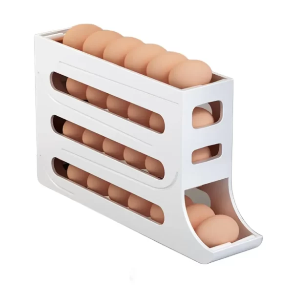 Caja de almacenamiento de huevos para refrigerador, dispensador de soporte de huevos rodantes de 4 niveles, soporte de desplazamiento automático para Cocina - Imagen 2