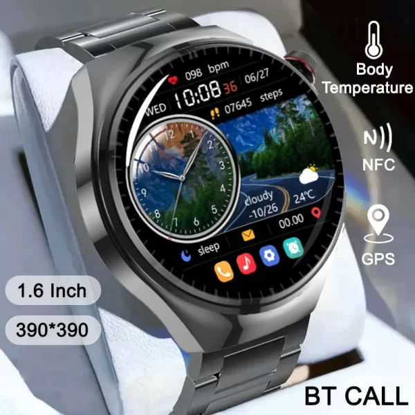 RELOG inteligente LEMFO  Y13 para hombre, pulsera con brújula, reloj inteligente nfc, GPS, wrist watches for men, asistente de voz, temperatura y presión arterial, 2024 pulgadas, 1,6