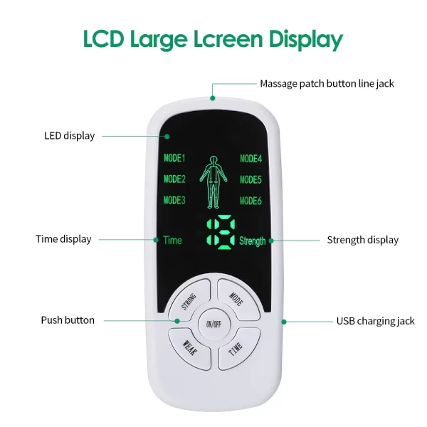 Estimulador muscular eléctrico de pulso EMS, masajeador corporal de cuello y espalda, Tens, acupuntura, meridianos, fisioterapia, herramientas de masaje Digital - Imagen 6