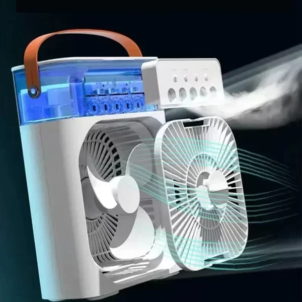 Ventilador  3 en 1 para el hogar, Enfriador de aire pequeño con luz LED nocturna, Humidificador portátil, ventilador de ajuste de aire para oficina y hogar, nuevo - Imagen 3