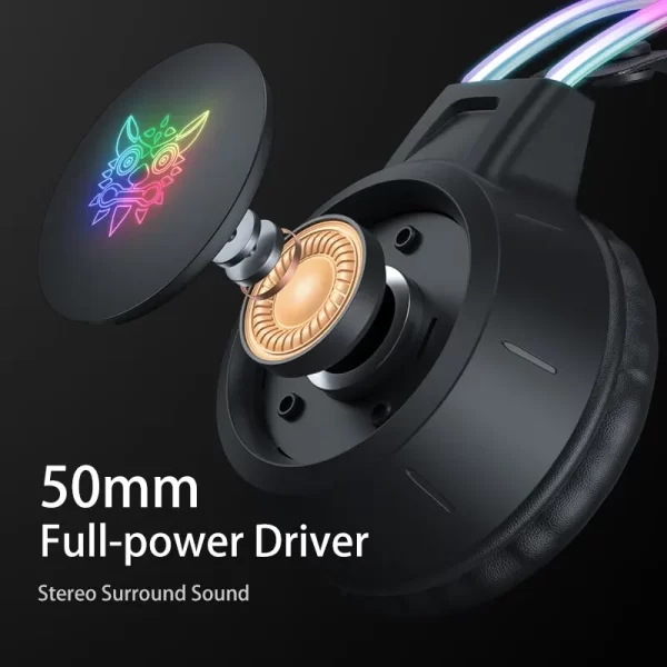 ONIKUMA-auriculares X15 Pro para videojuegos, cascos por encima de la oreja con cancelación de cable, orejas de gato rosas, luz Rgb con micrófono para PC y PS4 - Imagen 5