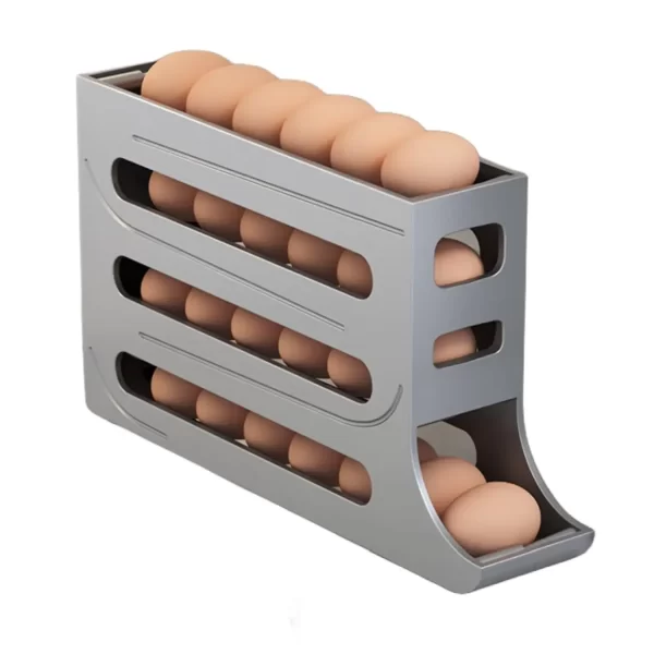 Caja de almacenamiento de huevos para refrigerador, dispensador de soporte de huevos rodantes de 4 niveles, soporte de desplazamiento automático para Cocina - Imagen 3