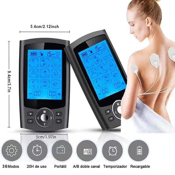 Estimulador muscular Tens, electroestimulador eléctrico EMS de 36 modos, masaje corporal de acupuntura, terapia Digital, máquina de adelgazamiento - Imagen 4