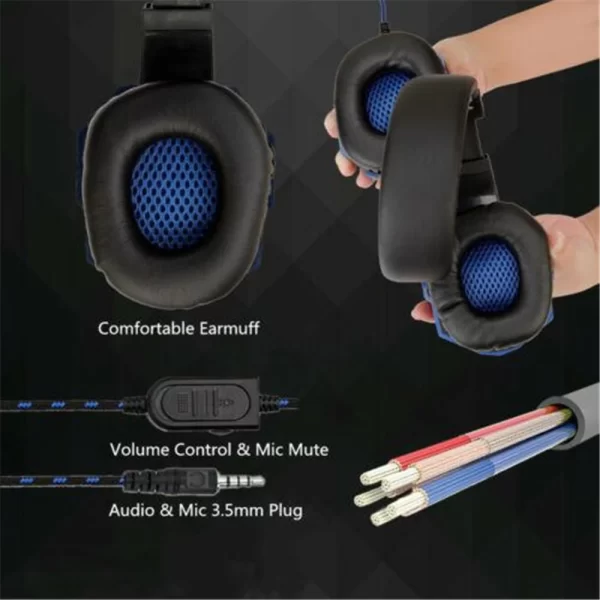 Auriculares con cable para PS4, PS5, Xbox, Smartphone, PC, auriculares para juegos, auriculares ajustables de 120 ° con micrófono con cancelación de ruido - Imagen 4