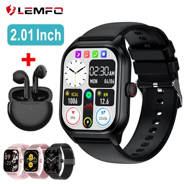 Reloj inteligente LEMFO para hombre y mujer accesorio de pulsera deportivo resistente al agua con Bluetooth llamadas seguimiento de actividad y música regalo para Android 2024 2024