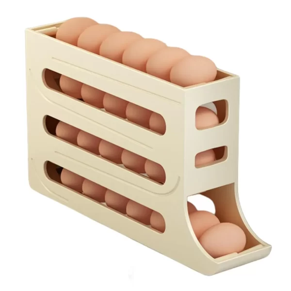 Caja de almacenamiento de huevos para refrigerador, dispensador de soporte de huevos rodantes de 4 niveles, soporte de desplazamiento automático para Cocina - Imagen 4