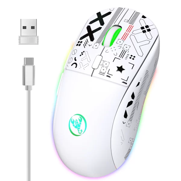 Ratón mecánico Hxsj inalámbrico T90 2,4G, Mouse ergonómico para juegos RGB, 10 millones de pulsaciones de tecla, 3600DPI, 11 modos de iluminación RGB - Imagen 2