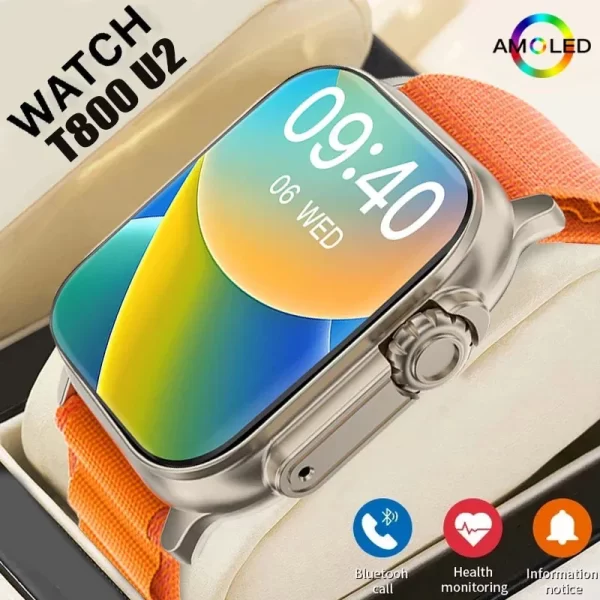 Reloj inteligente T800 U2 para hombre y mujer, pulsera con NFC, seguimiento GPS, Bluetooth, llamadas, BT, juegos de música, carga inalámbrica, novedad de 2024