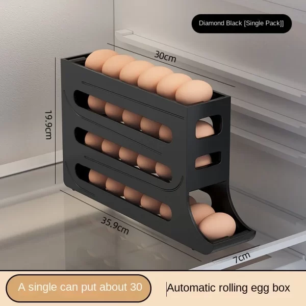 Caja de almacenamiento de huevos para refrigerador, dispensador de soporte de huevos rodantes de 4 niveles, soporte de desplazamiento automático para Cocina