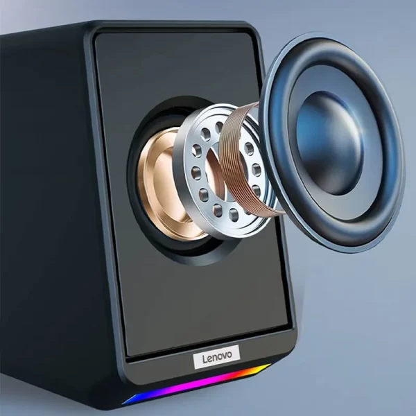 Lenovo-Altavoces de escritorio con cable TS38, barra de sonido para ordenador, PC, 3,5mm, USB, estéreo envolvente, música RGB para juegos - Imagen 6