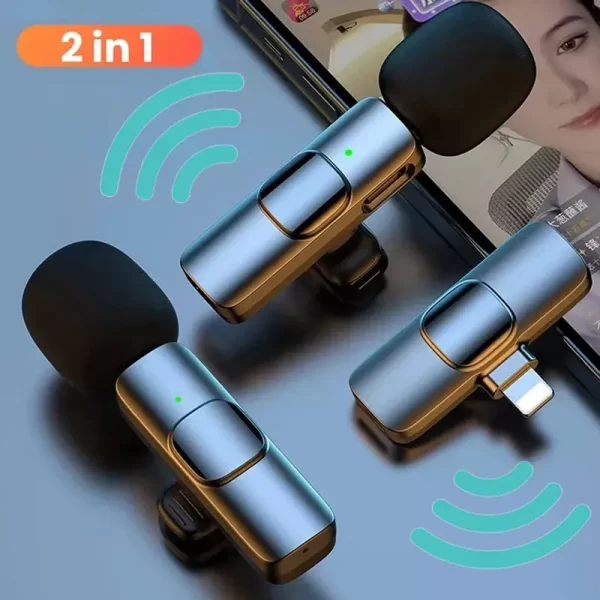 Micrófono Lavalier inalámbrico portátil, minimicrófono de grabación de Audio y vídeo para iPhone, teléfono Android, transmisión en vivo, para juegos