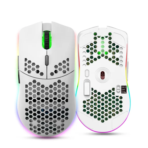 Rratón inalámbrico HXSJ-T66 para juegos, periférico con iluminación RGB, 2,4G, DPI ajustable, diseño ergonómico. - Imagen 3