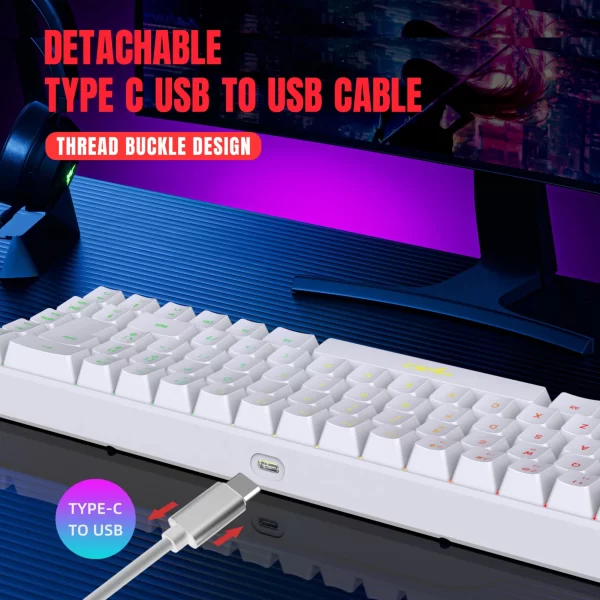 Miniteclado HXSJ V200 con cable K68 RGB Streamer para juegos, teclado de membrana sin conflicto de 19 teclas, pero sensación mecánica para juego/Oficina - Imagen 4