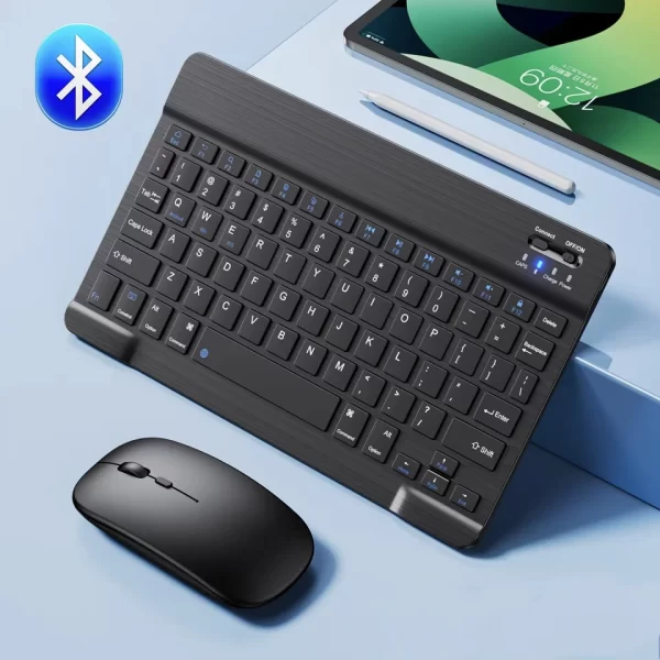 Mini teclado inalámbrico compatible con Bluetooth para ipad, iPhone, tableta, teclado portátil y ratón para Android, iOS, Windows