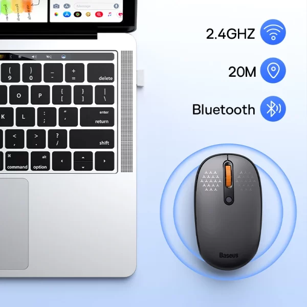 Ratón Baseus inalámbrico con Bluetooth para ordenador, Mouse silencioso de 1600DPI con receptor USB Nano de 2,4 GHz para PC, MacBook, tableta y portátil - Imagen 4