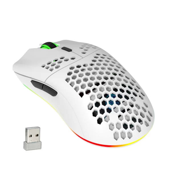 Rratón inalámbrico HXSJ-T66 para juegos, periférico con iluminación RGB, 2,4G, DPI ajustable, diseño ergonómico. - Imagen 2