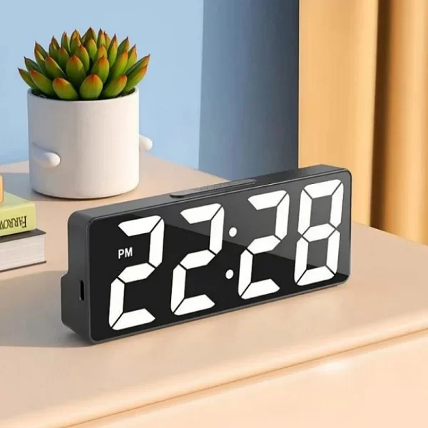 Reloj despertador Digital con Control de voz, temperatura, fecha, 2 despertadores, modo nocturno, reloj de mesa, 12/24H, enchufe USB, siempre encendido, LED