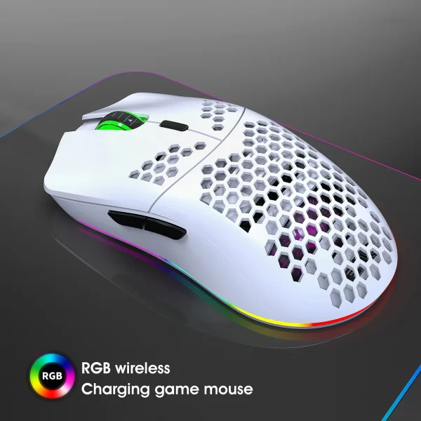 Rratón inalámbrico HXSJ-T66 para juegos, periférico con iluminación RGB, 2,4G, DPI ajustable, diseño ergonómico. - Imagen 5