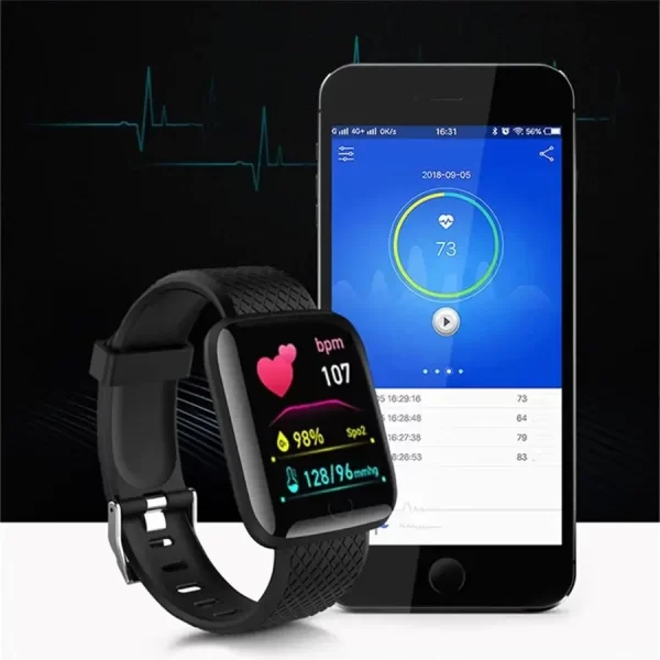 Reloj inteligente multifunción D13 para hombre y mujer, pulsera con recordatorio de mensajes, Control de música, pasos deportivos, calorías, alarma, 116Plus - Imagen 5