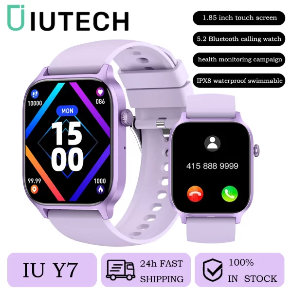 Reloj inteligente IUTECH Y7 para hombre y mujer, pulsera con llamadas, Bluetooth, 2024 pulgadas, para buceo y salud, 1,85m