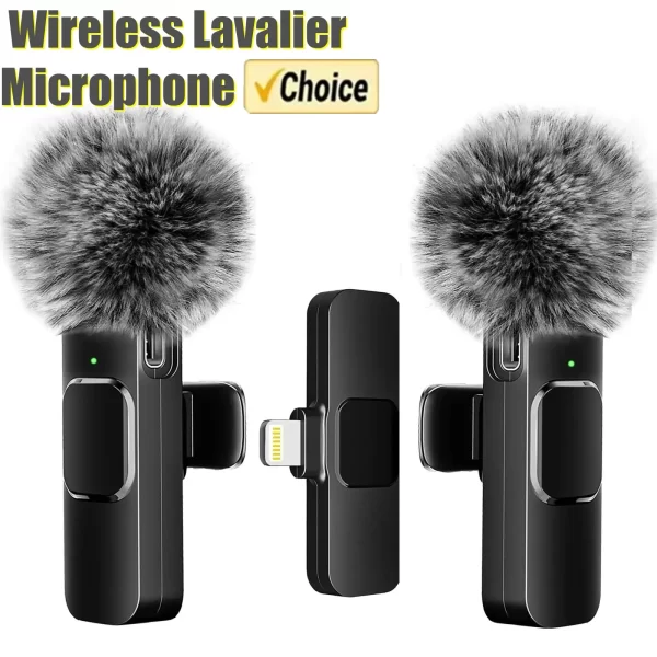 Micrófono Lavalier inalámbrico portátil, minimicrófono de grabación de Audio y vídeo, con reducción de ruido para transmisión en vivo, para iPhone y Android - Imagen 2