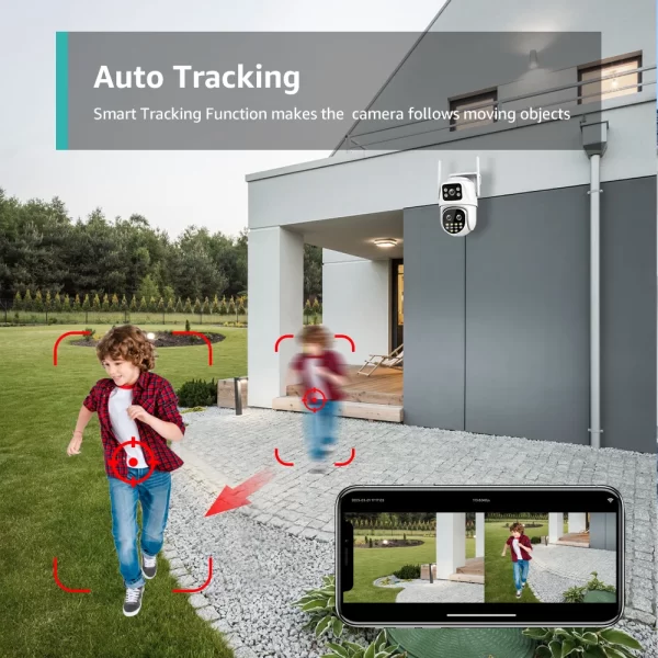 Cámara de vigilancia Wifi para exteriores, PTZ, 9MP, tres lentes, Zoom Digital 8X, IA, seguimiento automático, detección humanoide, cámara de seguridad de 4MP - Imagen 4