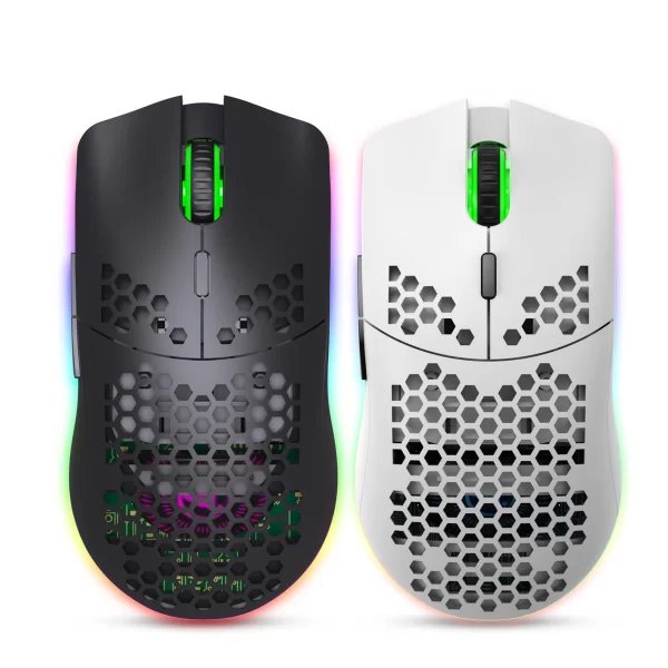 Rratón inalámbrico HXSJ-T66 para juegos, periférico con iluminación RGB, 2,4G, DPI ajustable, diseño ergonómico. - Imagen 7