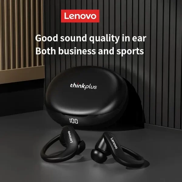 Auriculares Lenovo inalámbricos T50 con Bluetooth 5,2, audífonos deportivos con gancho para la oreja, resistentes al agua, con micrófono y reducción de ruido para juegos - Imagen 5