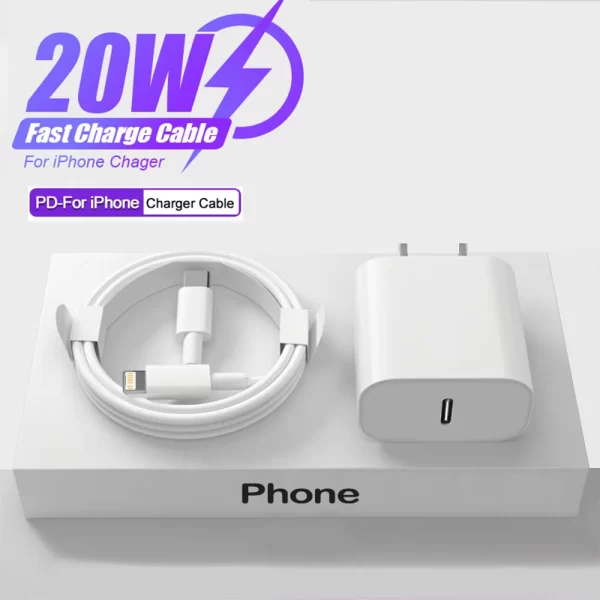 Cargador rápido de 20W para iPhone 13 mini, 12, 11 pro, 14 Pro Max Plus, X, XR, XS, USB tipo C, Cable de carga rápida, accesorios