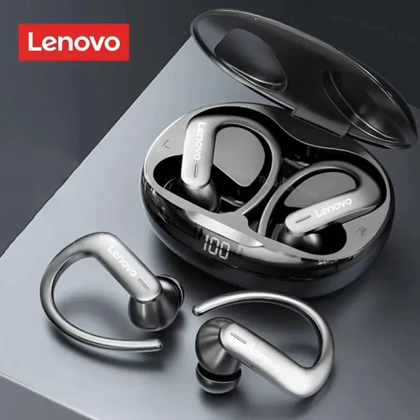 Auriculares Lenovo inalámbricos T50 con Bluetooth 5,2, audífonos deportivos con gancho para la oreja, resistentes al agua, con micrófono y reducción de ruido para juegos