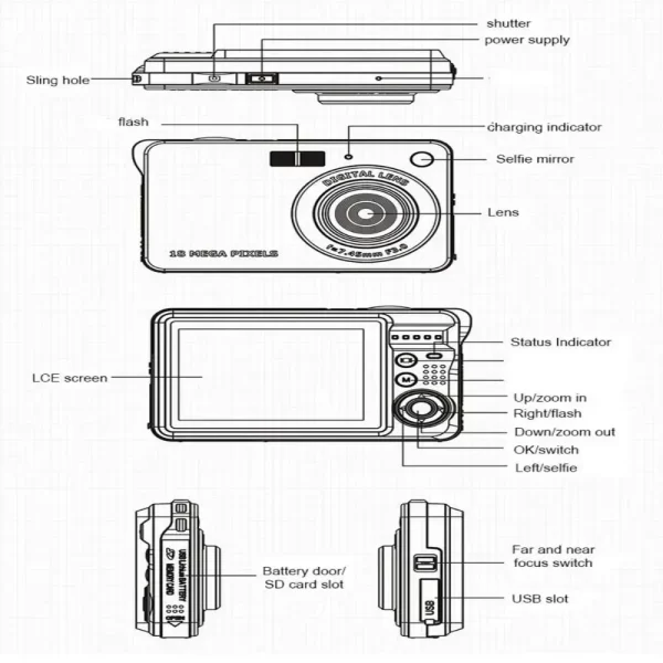 Cámara Digital HD con pantalla LCD para niños, videocámara de fotografía instantánea antivibración para exteriores, recargable - Imagen 3