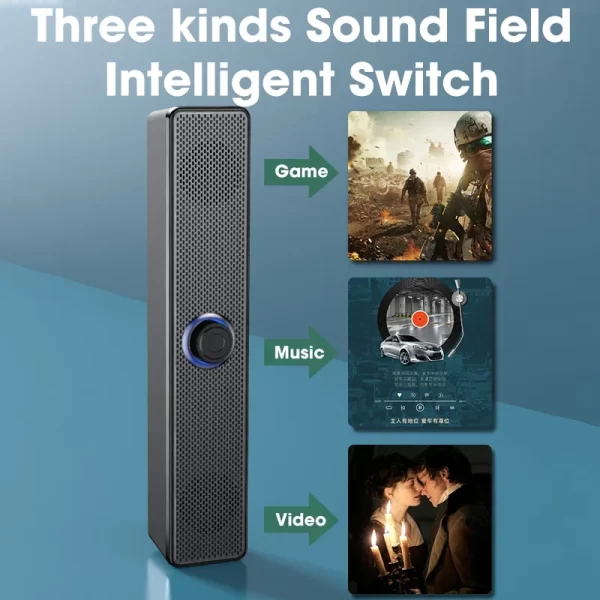 Barra de sonido con cable e inalámbrica para PC, Altavoz Bluetooth, alimentado por USB, para TV, Pc, ordenador portátil, juegos, sistema de Audio envolvente para cine en casa - Imagen 4