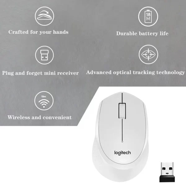 Ratón Logitech óptico silencioso M330 para oficina, hogar y PC, inalámbrico, 1000DPI, 2,4 GHz, con receptor USB - Imagen 5