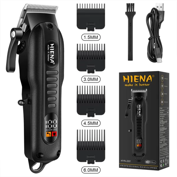 Cortadora de pelo HIENA  inalámbrica, máquina profesional para cortar el pelo, con batería potente de 1200mah, para barbero