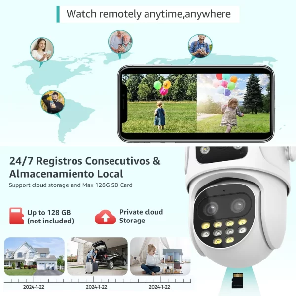 Cámara de vigilancia Wifi para exteriores, PTZ, 9MP, tres lentes, Zoom Digital 8X, IA, seguimiento automático, detección humanoide, cámara de seguridad de 4MP - Imagen 5