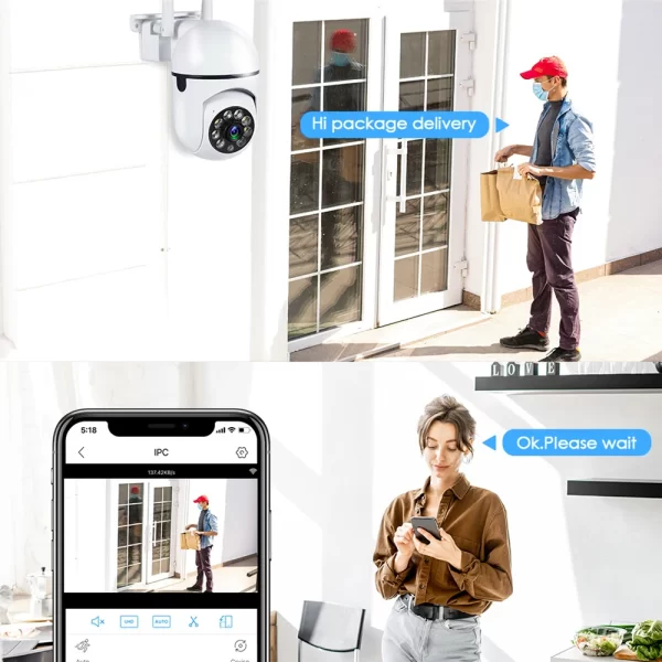 Cámara de vigilancia PTZ  seguridad inalámbrica para exteriores, videocámara con Wifi, IP, Zoom 4X, IA, seguimiento humano, Audio bidireccional, HD, Color nocturno, 8MP - Imagen 4