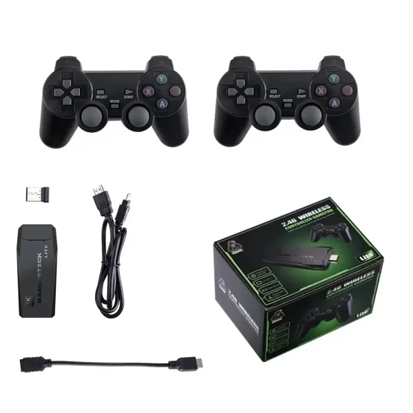 Consola de juegos M8 con mando inalámbrico integrado para dos personas, 20000 + 64GB, 2,4G, Stick, 4K, HD, PS1, GBA, vídeo, regalo de Navidad para niños