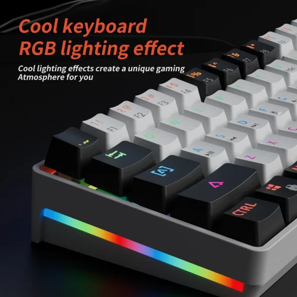 MUCAI-Teclado mecánico MK61 USB para juegos, interruptor rojo RGB retroiluminado, intercambiable en caliente, 61 teclas, Cable desmontable - Imagen 3