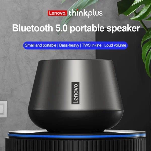 Altavoz Lenovo Bluetooth inalámbrico portátil K3pro, altavoz estéreo envolvente metálico para exteriores, resistente al agua, Original - Imagen 3